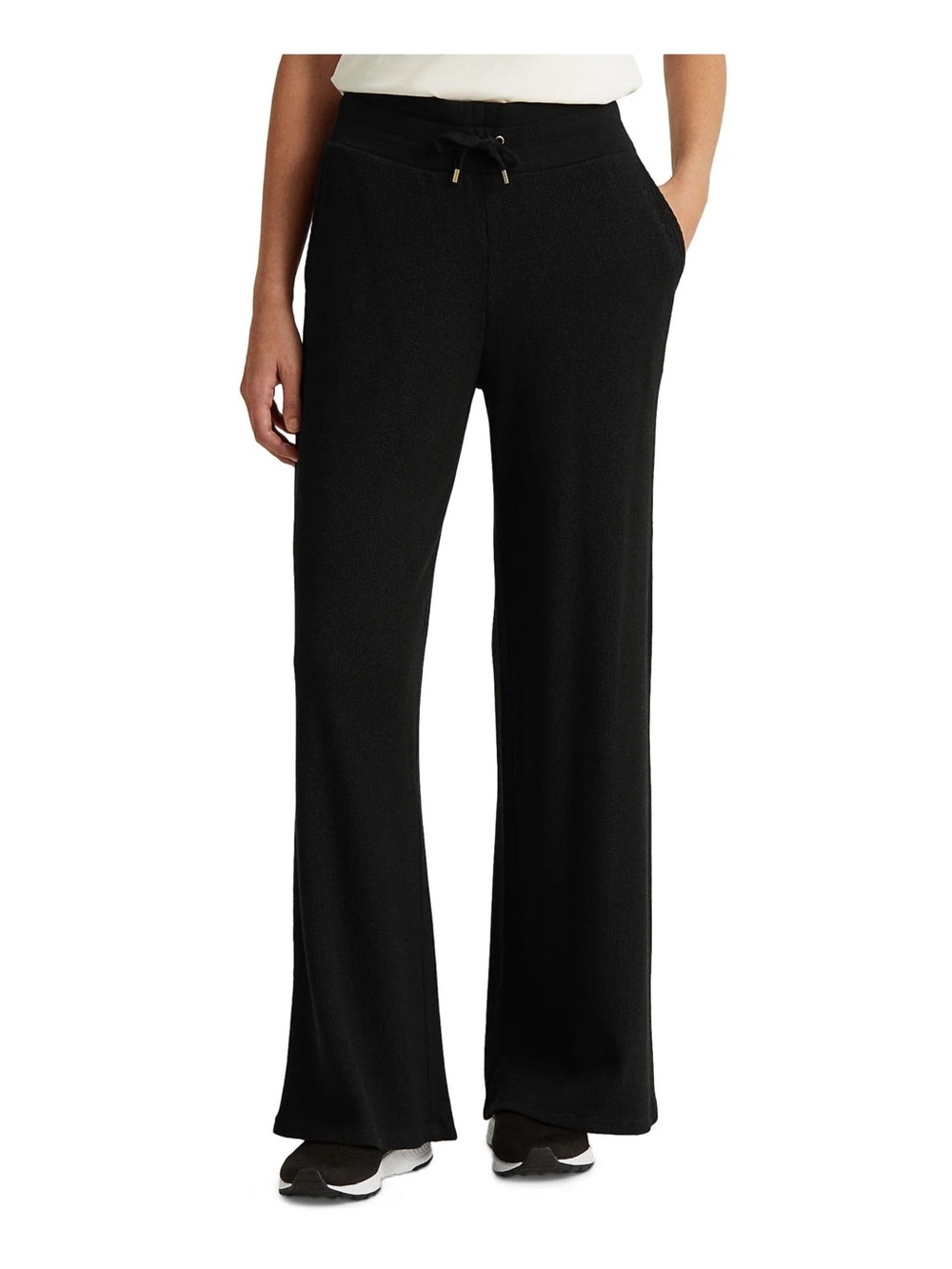 NWT Ralph Lauren Black Wide-Leg Drawstring Knit Pants